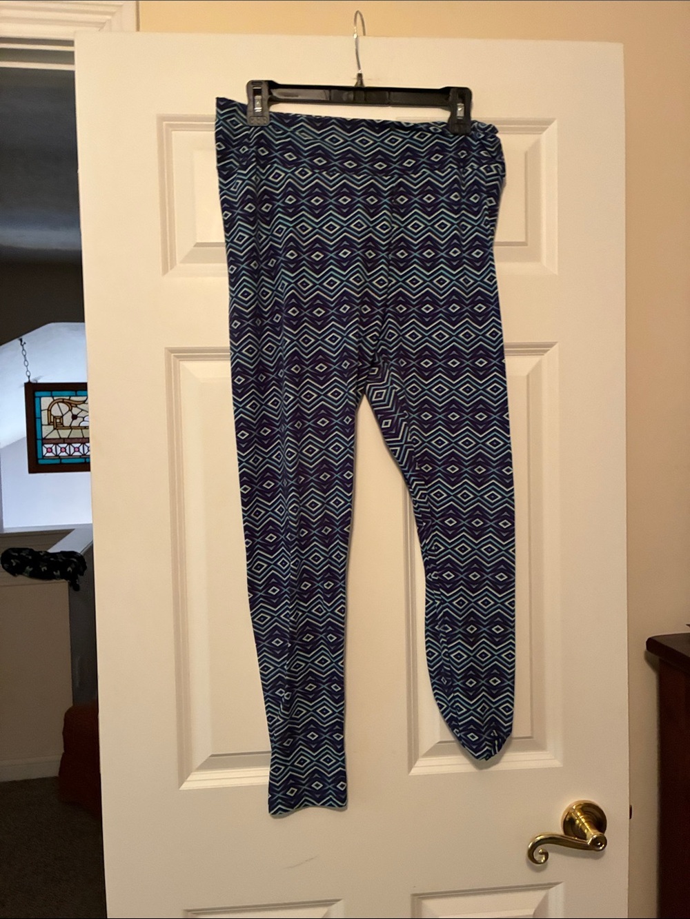 LuLaRoe Geometric Navy and Teal Leggings